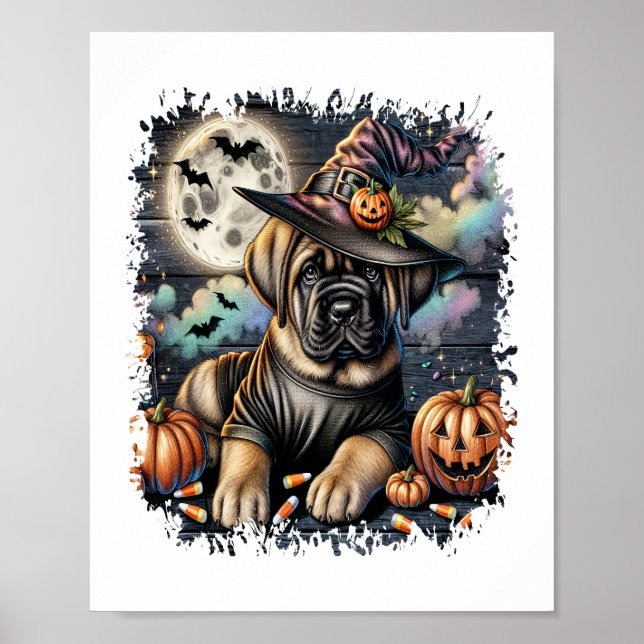 Mastiff Dog Halloween Square Poster (Front)
