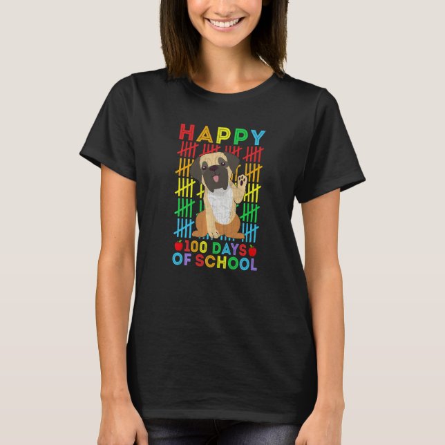 Mastiff Dog Lovers Teacher Student Happy 100 Days  T-Shirt (Front)