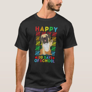 Mastiff Dog Lovers Teacher Student Happy 100 Days  T-Shirt