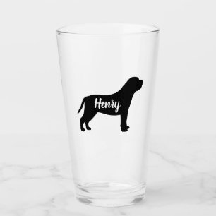 Mastiff Dog Silhouette Personalised Drinking Glass