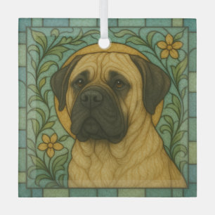Mastiff Dog "Stained Glass"  Glass Tree Decoration