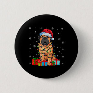 Mastiff Dog Ugly Xmas Lights Santa Hat Mastiff Dog 6 Cm Round Badge