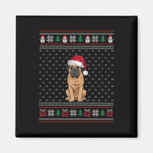 Mastiff Dog Wearing Santa Hat Ugly Xmas Dog Lovers Magnet
