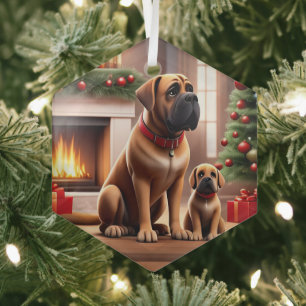 Mastiff englische Dogge Christmas Glass Tree Decoration