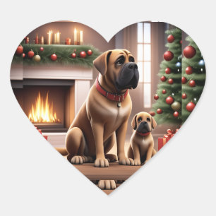 Mastiff englische Dogge Christmas  Heart Sticker