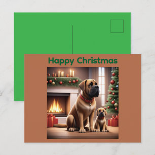 Mastiff englische Dogge Christmas Holiday Postcard