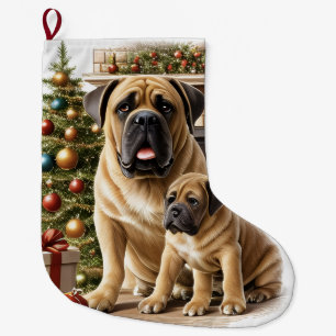 Mastiff englische Dogge Christmas  Large Christmas Stocking