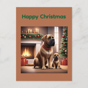 Mastiff englische Dogge Christmas Postcard