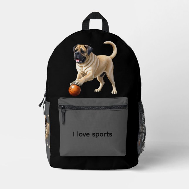 Mastiff English Bulldogge on vacation with ball Printed Backpack (Front)