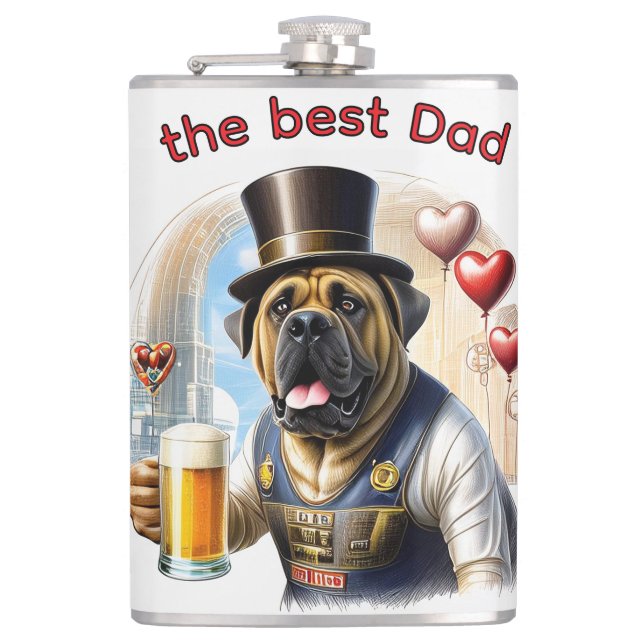 Mastiff English Mastiff best Dad Father's Day Hip Flask (Front)