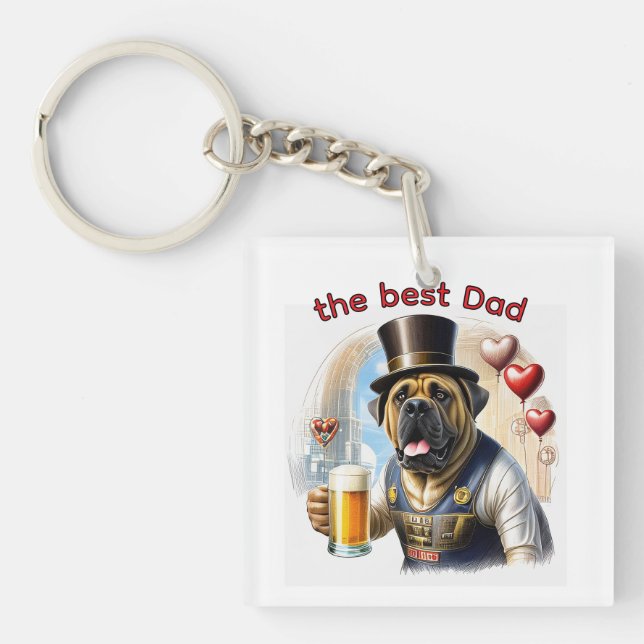 Mastiff English Mastiff best Dad Father's Day Key Ring (Front)