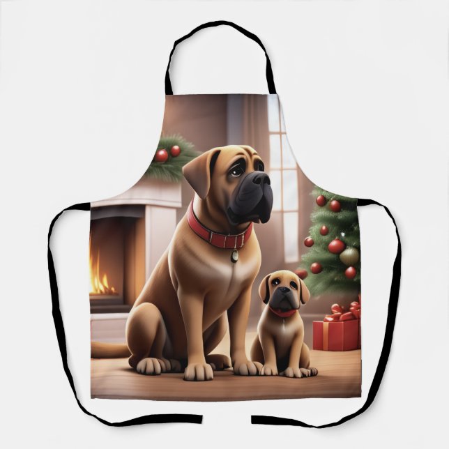 Mastiff English Mastiff Christmas fireplace Apron (Front)