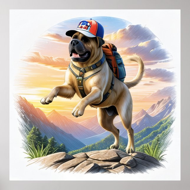 Mastiff English Mastiff on vacation in the mountai Poster (Front)