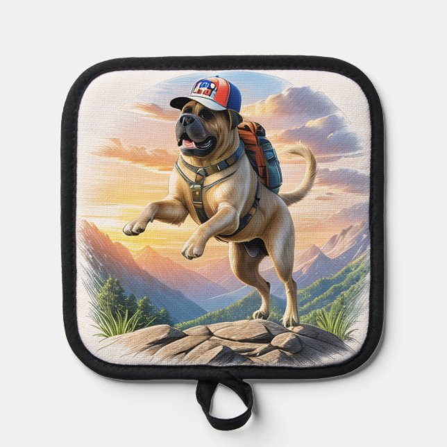 Mastiff English Mastiff on vacation in the mountai Pot Holder (Front)