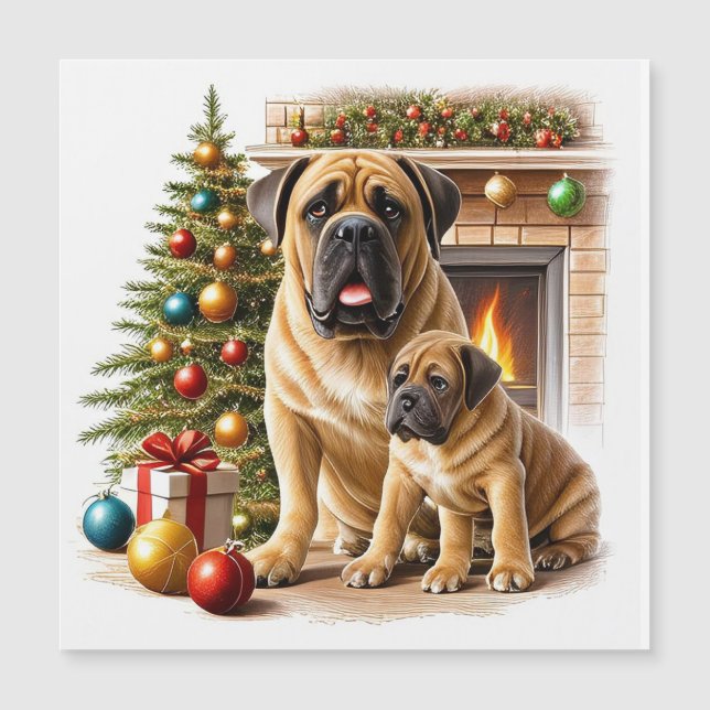 Mastiff English Mastiffs Christmas fireplace (Front)