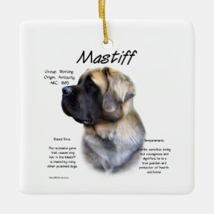 Mastiff (fawn fluffy) History Design Ceramic Ornament