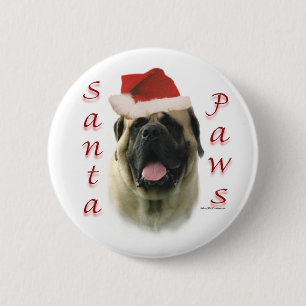 Mastiff (fawn) Santa Paws 6 Cm Round Badge