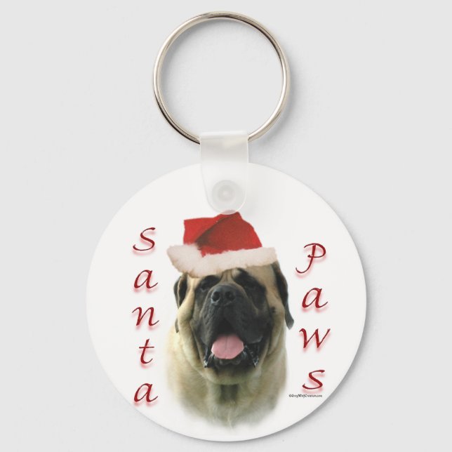 Mastiff (fawn) Santa Paws Key Ring (Front)