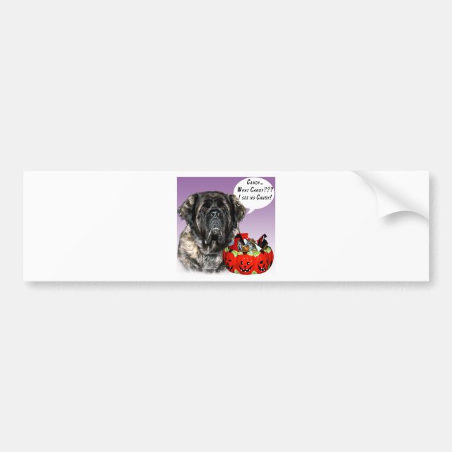 Mastiff (fluffy) Halloween Candy Bumper Sticker (Front)