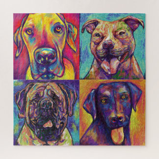 Mastiff, Great Dane, Black Lab, Pit Bull - Puzzle