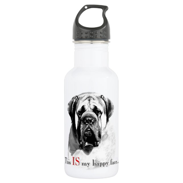 Mastiff Happy Face 532 Ml Water Bottle (Front)