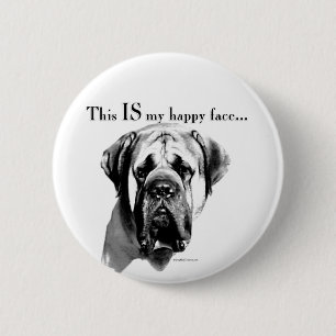 Mastiff Happy Face 6 Cm Round Badge