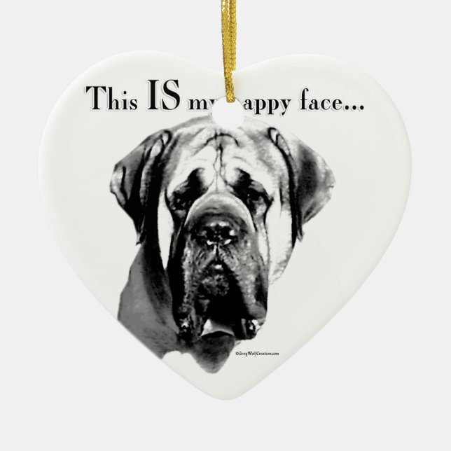 Mastiff Happy Face Ceramic Ornament (Front)