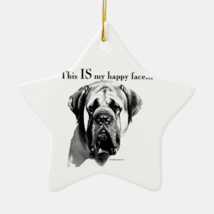 Mastiff Happy Face Ceramic Ornament