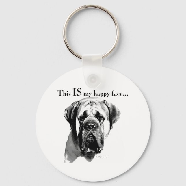 Mastiff Happy Face Key Ring (Front)