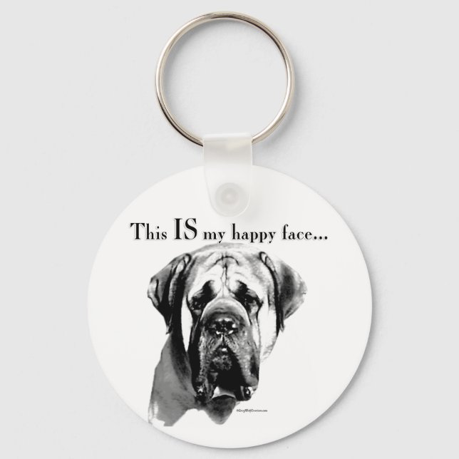 Mastiff Happy Face Key Ring (Front)