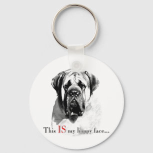 Mastiff Happy Face Key Ring
