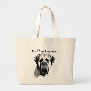 Mastiff Happy Face Large Tote Bag