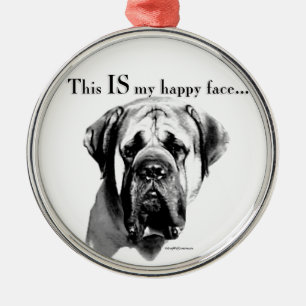 Mastiff Happy Face Metal Ornament