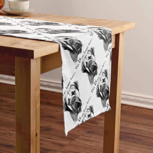 Mastiff Happy Face Short Table Runner (In Situ)