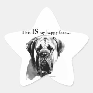 Mastiff Happy Face Star Sticker