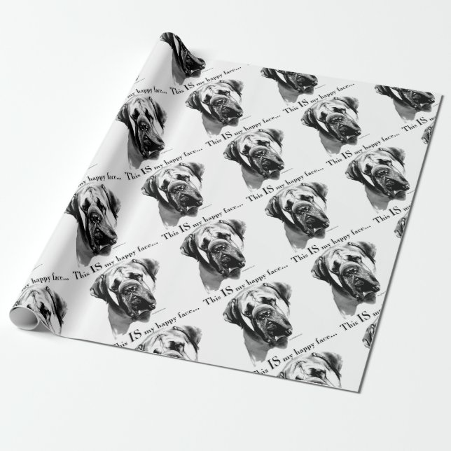 Mastiff Happy Face Wrapping Paper (Unrolled)