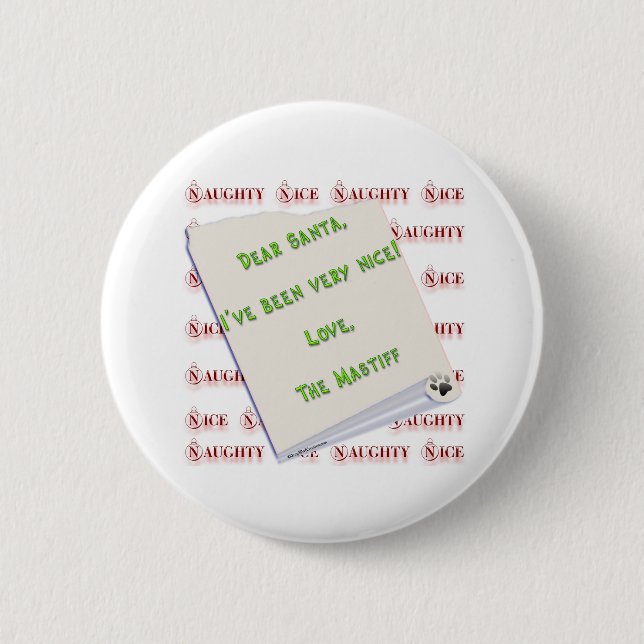 Mastiff Naughty or Nice - Button (Front)