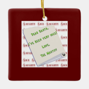 Mastiff Naughty or Nice Keychain Ceramic Ornament
