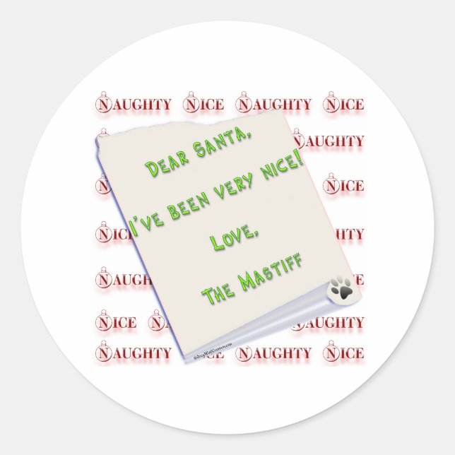 Mastiff Naughty or Nice - Sticker (Front)
