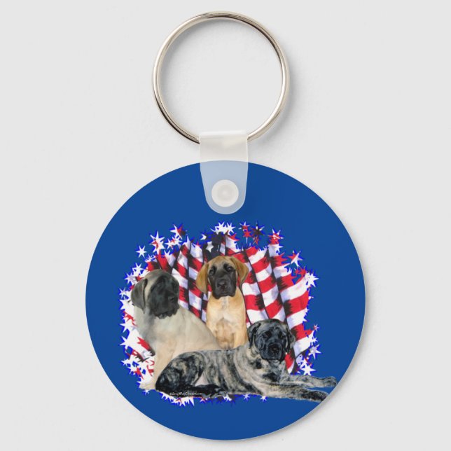 Mastiff (puppies) Patriot Key Ring (Front)