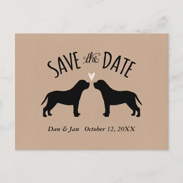 Mastiff Silhouettes Wedding Save the Date Announcement Postcard (Front)