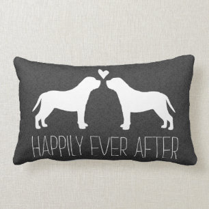 Mastiff Silhouettes with Heart and Text Lumbar Cushion