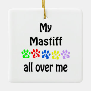 Mastiff Walks Design Ceramic Ornament