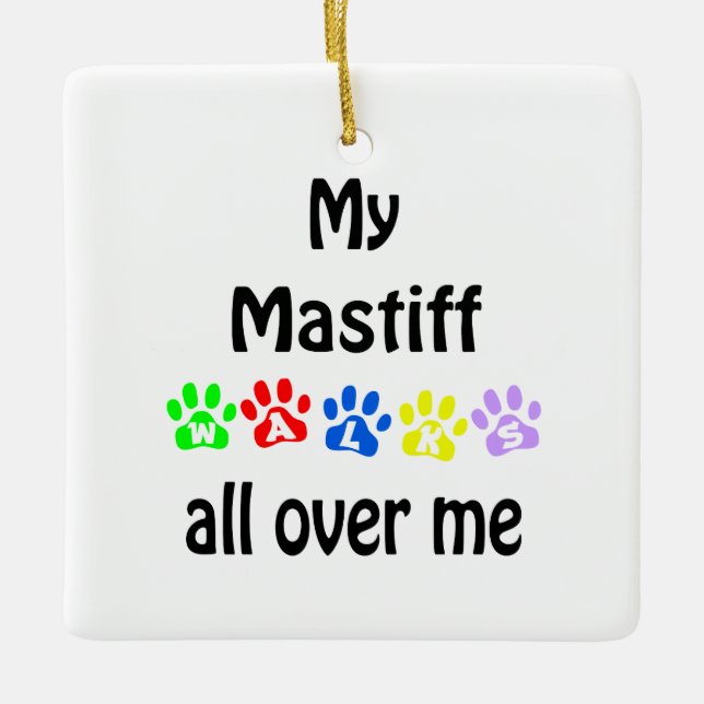 Mastiff Walks Design Ceramic Ornament (Front)