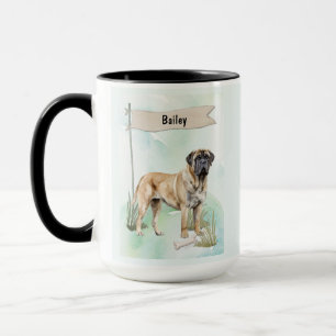Mastiff Watercolor Personalised Dog Mug