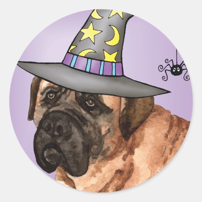 Mastiff Witch Classic Round Sticker (Front)