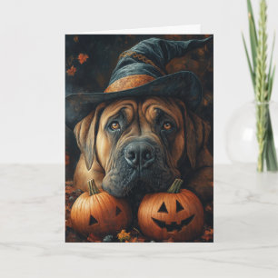 Mastiff Witch Halloween Holiday Card