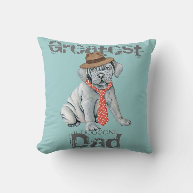 Mastino Dad Throw Pillow (Front)