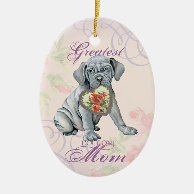 Mastino Heart Mum Ceramic Ornament (Front)
