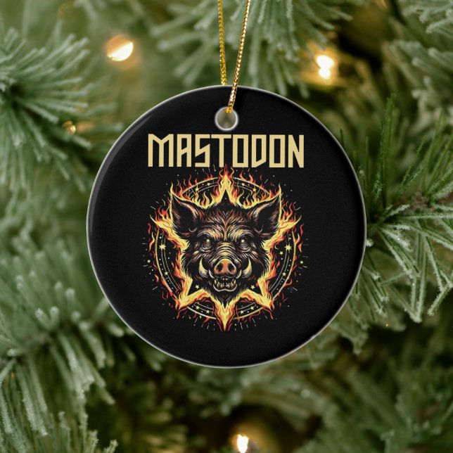 Mastodon Boar Fire Ceramic Ornament (Tree)